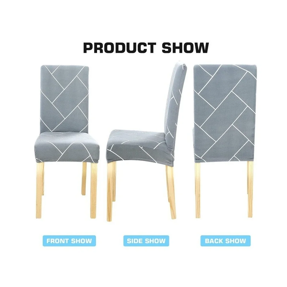 Chair Covers Set of 6 Gray‎ Diamond Stretch Soft for Dining Room Chairs Fitted
